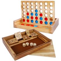 Conjunto de jogos de tabuleiro Glintoper Shut The Box e 4 in a Row Tables
