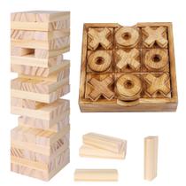 Conjunto de jogos de tabuleiro Glintoper Tic Tac Toe & Tumble Tower Blocks