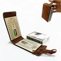 Conjunto de jogos de tabuleiro Travel Cribbage BEHEGTYE com estojo de couro