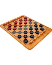 Conjunto de jogos de tabuleiro WE Games Solid Wood Red/Black Checkers 14,5 cm