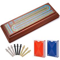 Conjunto de jogos de tabuleiro Wooden Cribbage ELONGDI com armazenamento e 9 pinos