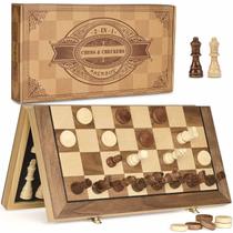 Conjunto de jogos de xadrez e damas AMEROUS Magnetic Wooden 38cm