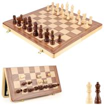 Conjunto de jogos de xadrez RERIVER Magnetic Wooden 38cm com armazenamento