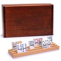 Conjunto de jogos Dominoes Yellow Mountain Double 12 com estojo de madeira Conjunto de jogos Dominoes Yellow Mountain Double 12 com estojo de madeira
