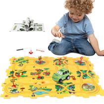 Conjunto de jogos Floor Puzzles e Track Car Play XAZASTOV para crianças de 3 a 6 anos