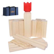 Conjunto de jogos Kubb Yard GOTHINK Pine Wood com bolsa de transporte Conjunto de jogos Kubb Yard GOTHINK Pine Wood com bolsa de transporte