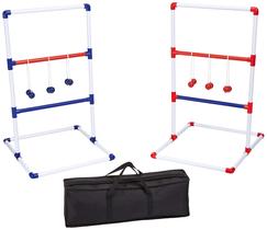 Conjunto de jogos Ladder Toss Amazon Basics vermelho/azul com estojo de transporte