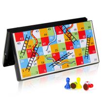 Conjunto de jogos Magnetic Snakes and Ladders KIDAMI com caixa de armazenamento