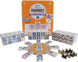 Conjunto de jogos Mexican Train Dominoes Regal Games Double 15