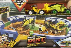 Conjunto de jogos Monster Jam Dirt Arena com areia cinética e veículo Conjunto de jogos Monster Jam Dirt Arena com areia cinética e veículo