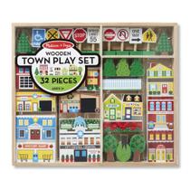 Conjunto de jogos Pretend Play Wooden Town Melissa & Doug com armazenamento Conjunto de jogos Pretend Play Wooden Town Melissa & Doug com armazenamento