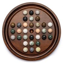 Conjunto de jogos Solitaire Lingle Deluxe de madeira com 32 bolas de mármore