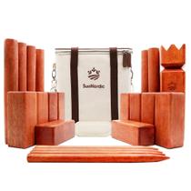 Conjunto de jogos SunNordic Kubb Yard ao ar livre em madeira de borracha