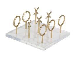 Conjunto de jogos Tic Tac Toe CosmoLiving em acrílico com peças douradas