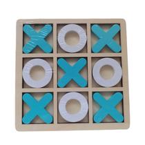 Conjunto de jogos Tic Tac Toe Menolana Wood XO, brinquedo de mesa, azul, branco