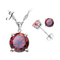 Conjunto de Jóias 925 Prata Esterlina com Zircônia Cúbica - Brincos, Pingente e Colar Conjunto de Jóias 925 Prata Esterlina com Zircônia Cúbica - Brincos, Pingente e Colar