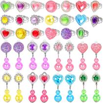 Conjunto de joias BEKALERZ 20 anéis e brincos com clipe de 3 a 8 anos Conjunto de joias BEKALERZ 20 anéis e brincos com clipe de 3 a 8 anos