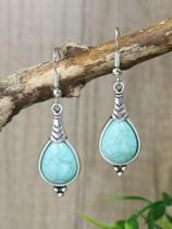 Conjunto De Joias Boêmias Femininas Com Brincos E Colar Incrustados Com Pedras Em Forma De Gota De