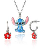 Conjunto de joias, brincos e colar Disney Lilo & Stitch Flower