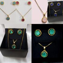 conjunto de joias com pingente bolinha