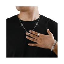 Conjunto De Joias Da Moda De Aço Inoxidável Preto De 3 Peças Masculino Colar Anel Pulseira