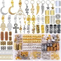 Conjunto de joias de cabelo dourado NAISKA 184 peças Dreadlock Accessories Conjunto de joias de cabelo dourado NAISKA 184 peças Dreadlock Accessories