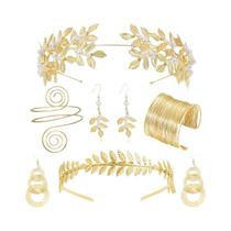 Conjunto De Joias De Cabelo Vintage De Deusa Grega, Brincos, Pulseira E Tiara Para Casamento E