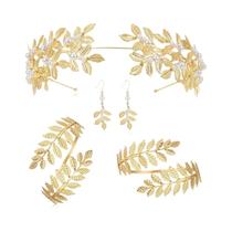 Conjunto De Joias De Cabelo Vintage De Deusa Grega, Brincos, Pulseira E Tiara Para Casamento E Conjunto De Joias De Cabelo Vintage De Deusa Grega, Brincos, Pulseira E Tiara Para Casamento E