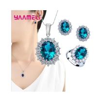 Conjunto De Joias De Casamento E Noivado Em Prata Esterlina 925 Para Mulheres, Colar Oval De Conjunto De Joias De Casamento E Noivado Em Prata Esterlina 925 Para Mulheres, Colar Oval De