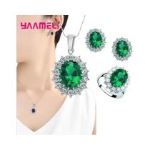 Conjunto De Joias De Casamento E Noivado Em Prata Esterlina 925 Para Mulheres, Colar Oval De Conjunto De Joias De Casamento E Noivado Em Prata Esterlina 925 Para Mulheres, Colar Oval De