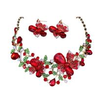 Conjunto De Joias De Cristal Com Flores De Bauhinia Multicoloridas Para Mulheres, Colar E Brincos