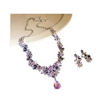 Conjunto De Joias De Luxo Femininas Elegantes Com Strass 2 Peças Brincos E Colares Em Forma De