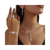 Conjunto De Joias De Luxo Para Mulheres Com Zircônia Brilhante, Colar, Brincos E Pulseira, Presente Conjunto De Joias De Luxo Para Mulheres Com Zircônia Brilhante, Colar, Brincos E Pulseira, Presente