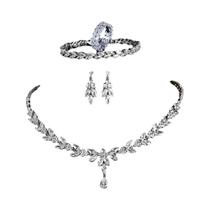 Conjunto De Joias De Luxo Para Noivas Com Zircônia, Colar, Brincos, Anéis E Pulseiras CZ Conjunto De Joias De Luxo Para Noivas Com Zircônia, Colar, Brincos, Anéis E Pulseiras CZ
