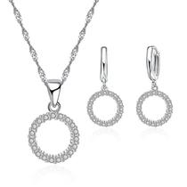 Conjunto De Joias De Noiva Em Prata Esterlina 925 Com Zircônia Cúbica, Colar De Pérolas E Brincos De Conjunto De Joias De Noiva Em Prata Esterlina 925 Com Zircônia Cúbica, Colar De Pérolas E Brincos De