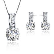 Conjunto De Joias De Noiva Em Prata Esterlina 925 Para Mulheres Com Colar De Pingente De Zircônia Conjunto De Joias De Noiva Em Prata Esterlina 925 Para Mulheres Com Colar De Pingente De Zircônia