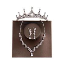 Conjunto De Joias De Noiva Vintage Em Cristal Barroco Com Strass Dourado, Tiara, Colar E Brincos Conjunto De Joias De Noiva Vintage Em Cristal Barroco Com Strass Dourado, Tiara, Colar E Brincos