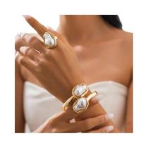 Conjunto De Joias De Pérolas Luxuosas E Elegantes Para Mulheres, Colar Choker, Pulseiras, Anel Para Conjunto De Joias De Pérolas Luxuosas E Elegantes Para Mulheres, Colar Choker, Pulseiras, Anel Para