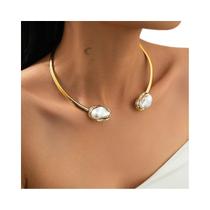 Conjunto De Joias De Pérolas Luxuosas E Elegantes Para Mulheres: Colar Choker, Pulseiras E Anel Para Conjunto De Joias De Pérolas Luxuosas E Elegantes Para Mulheres: Colar Choker, Pulseiras E Anel Para