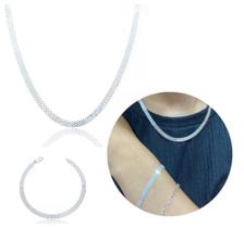 Conjunto de Jóias de Prata 925: Colar45CM Elegante e Pulseira Deslumbrante em Elo Bismark 6MM! Rf537 Conjunto de Jóias de Prata 925: Colar45CM Elegante e Pulseira Deslumbrante em Elo Bismark 6MM! Rf537