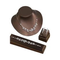 Conjunto De Joias De Zircônia Branca AAA Com Brincos De Franja, Pulseira E Colar 4 Peças Para Conjunto De Joias De Zircônia Branca AAA Com Brincos De Franja, Pulseira E Colar 4 Peças Para