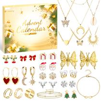 Conjunto de joias do calendário do advento Doksving 2024 com colar de pulseira