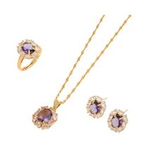 Conjunto De Joias Elegante Com Zircônia Redonda: Colar, Brincos E Anel Acessórios De Noiva Estilo