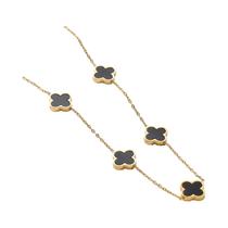 Conjunto De Joias Elegante E Luxuoso Em Aço Inoxidável Com Colar E Pulseira Em Forma De Trevo De Conjunto De Joias Elegante E Luxuoso Em Aço Inoxidável Com Colar E Pulseira Em Forma De Trevo De