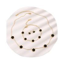 Conjunto de Joias Femininas Banhado a Ouro 18k - Trevo da Sorte - Colar, Pulseira e Brincos Conjunto de Joias Femininas Banhado a Ouro 18k - Trevo da Sorte - Colar, Pulseira e Brincos