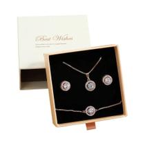 Conjunto De Joias Femininas Brilhantes Com Zircônia Cúbica AAA, 3 Peças: Brincos, Pulseira E Colar Conjunto De Joias Femininas Brilhantes Com Zircônia Cúbica AAA, 3 Peças: Brincos, Pulseira E Colar