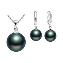 Conjunto De Joias Femininas Com Colar De Pérolas E Brincos De Argola Em Prata Esterlina 925, Conjunto De Joias Femininas Com Colar De Pérolas E Brincos De Argola Em Prata Esterlina 925,