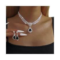 Conjunto De Joias Femininas Com Colar E Brincos Em Cadeia De Gota De Água De Cobre Para Casamento E