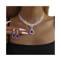 Conjunto De Joias Femininas Com Colar E Brincos Em Cadeia De Gota De Água De Cobre Para Casamento E