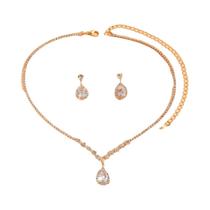 Conjunto De Joias Femininas Com Colar E Brincos Em Forma De Gota De Água Com Incrustações De Cobre,
